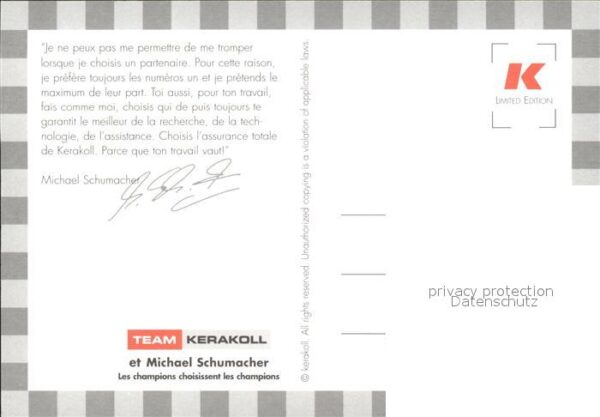Werbung Reklame Kerakoll Michael Schuhmacher – Bild 2
