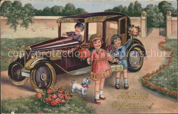 Autos Oldtimer Kinder Auto Rosen Glückwunsch