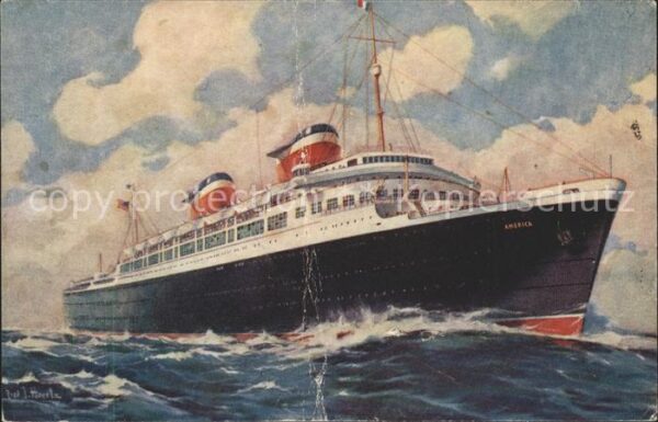 Dampfer Oceanliner S.S. America Künstlerkarte