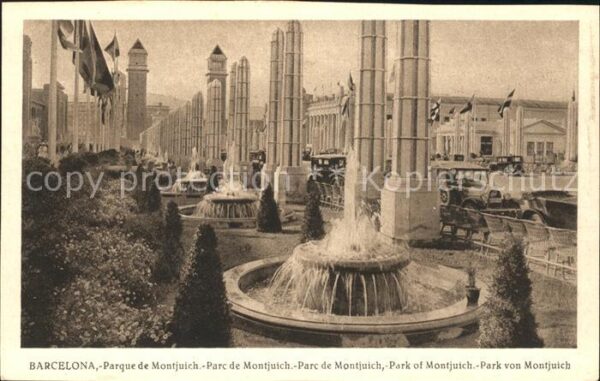 Barcelona Cataluna Parque de Montjuich Fuente Springbrunne