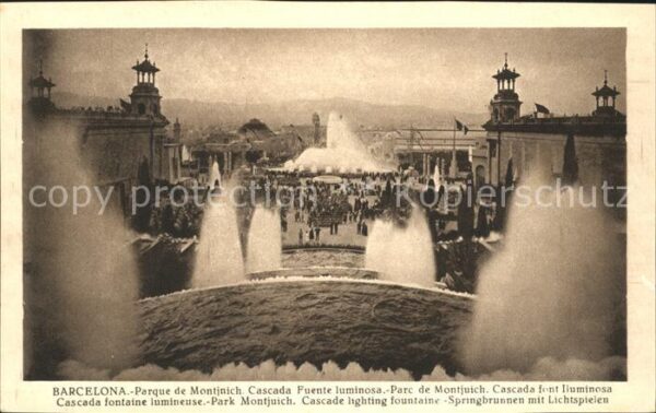 Barcelona Cataluna Parque de Montjuich Cascade Fuente lumi