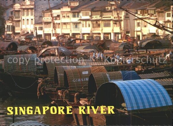 Singapore The Singapore River with old fashioned