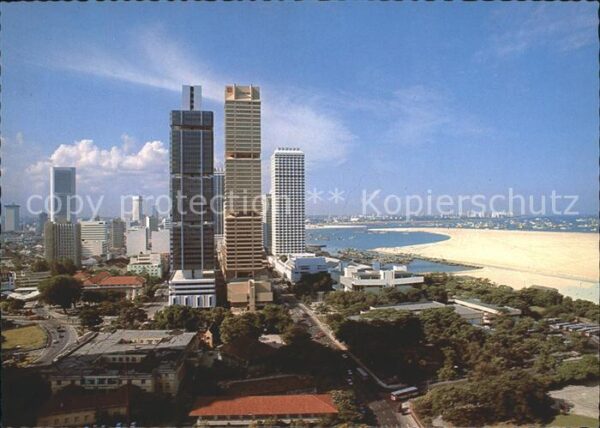 Singapore Aerial view of Shenton Way Skyscraper