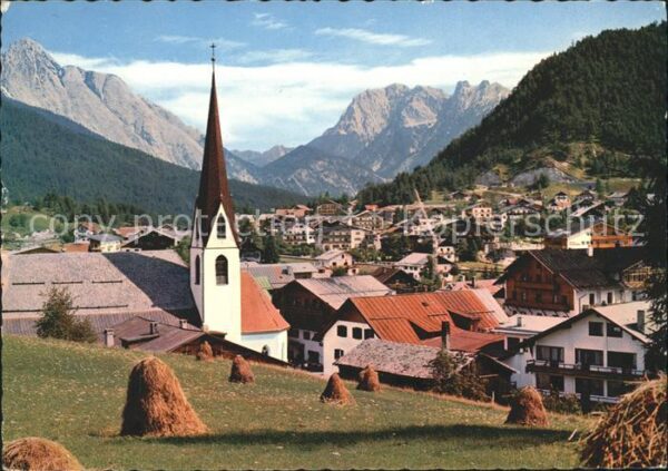 Seefeld Tirol Ortsansicht mit Kirche Alpenpanorama Ka