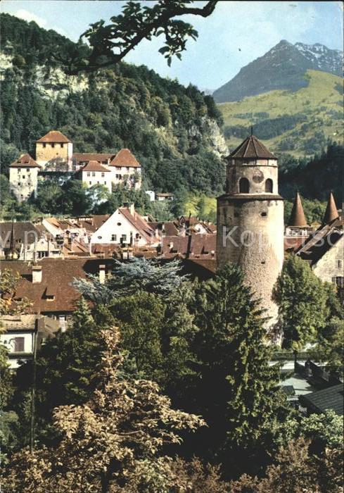 Feldkirch Vorarlberg Turm Schattenburg Blick gegen Gurtisspi