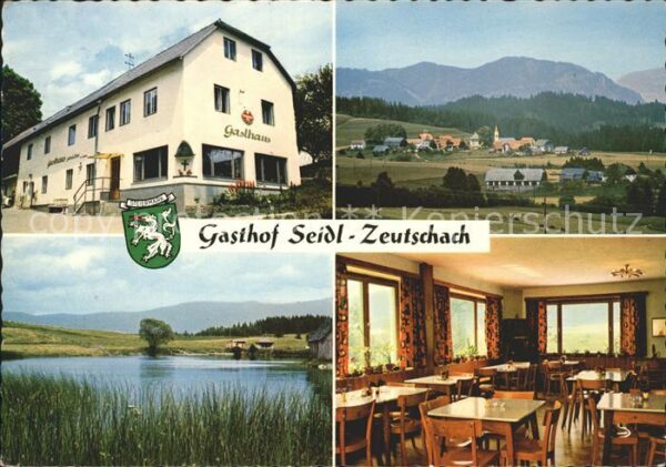 Zeutschach Gasthof Seidl Gaststube Teich Wappen