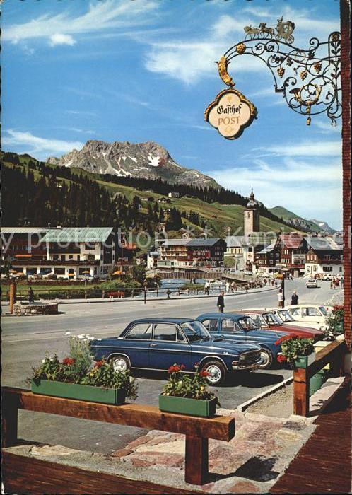 Lech Vorarlberg Ortsstrasse Gasthof Post Blick zum Karh