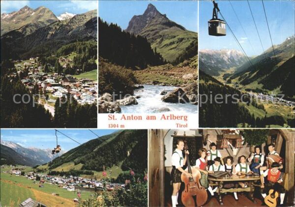 St Anton Arlberg Gesamtansicht mit Alpenpanorama Kabinen
