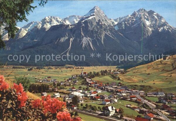 Lermoos Tirol Panorama mit Sonnenspitze Wampeter Schr