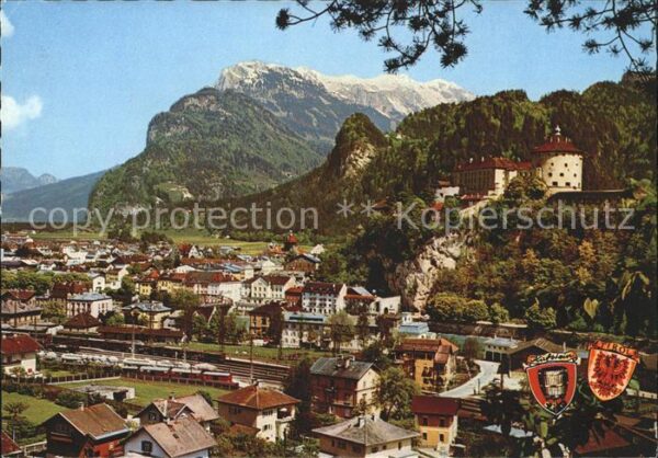 Kufstein Tirol mit Festung und Kaisergebirge Wappen