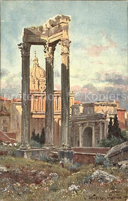 Rom Roma Ruinen des Vespasian - Tempels zwischen