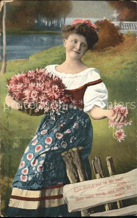Blumen Frau Tracht Spruch
