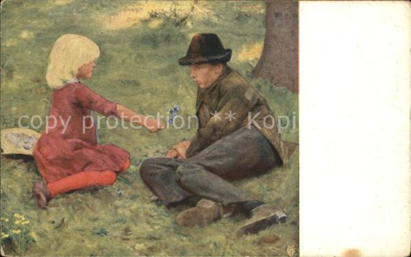Kuenstlerkarte Erik Werenskiold Im Sonnenschein Senfte