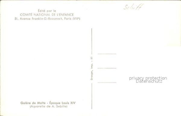 Kuenstlerkarte A. Sebille Galere de Malte Schiff – Bild 2