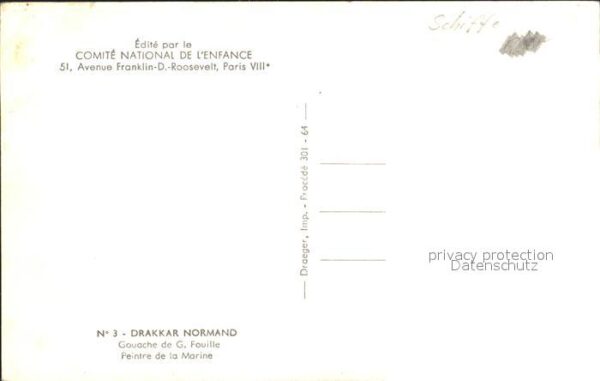 Segelschiffe Drakkar Normand Künstlerkarte G. Fouill – Bild 2
