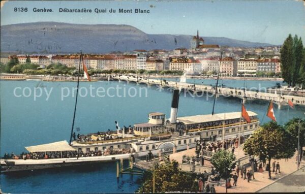 Dampfer Seitenrad Suisse Geneve Debarcadere Quai du Mont