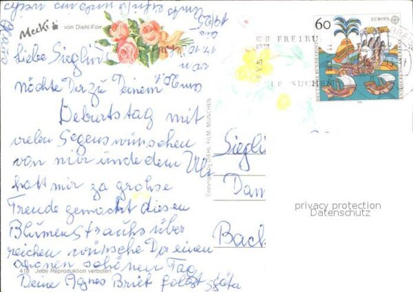 Mecki Nr. 418 Schreibmaschine Glückwunsch Blumen – Bild 2