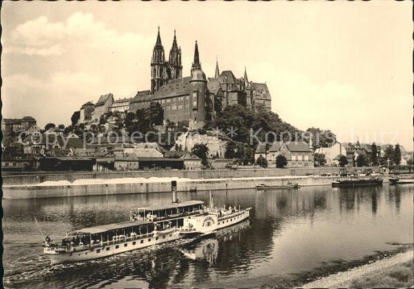 Dampfer Seitenrad Mühlberg Meissen Dom Albrechtsburg