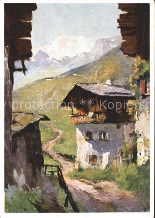 Kuenstlerkarte Fritz Müller-Schwaben Bergsommer in Tir