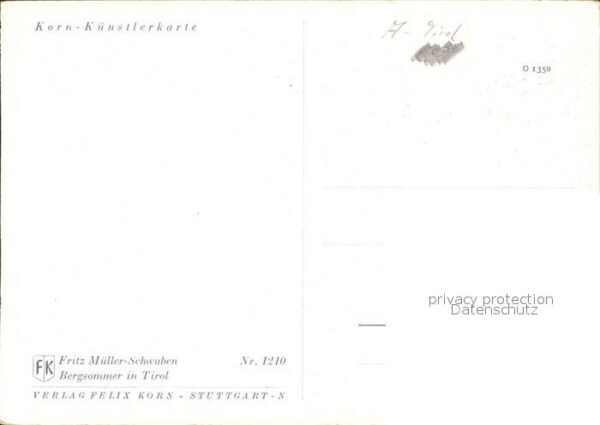 Kuenstlerkarte Fritz Müller-Schwaben Bergsommer in Tir – Bild 2
