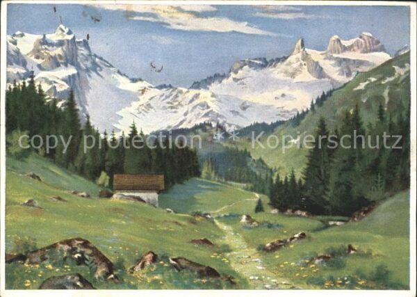 Kuenstlerkarte F. Luther Das Gauertal Nr. 1208 Korn Ve