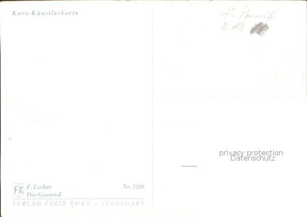 Kuenstlerkarte F. Luther Das Gauertal Nr. 1208 Korn Ve – Bild 2