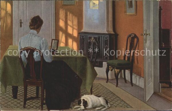 Kuenstlerkarte Sigvard Hansen Ruhiges Heim Nr. 64 Hund