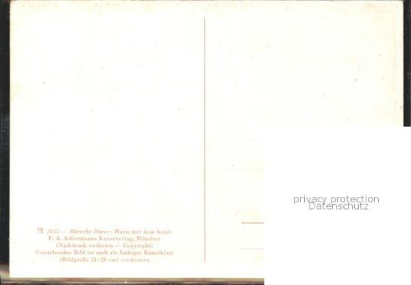 Duerer Albrecht Nuernberg Maria mit dem Kinde Nr. 3135 F. A. Acke – Bild 2