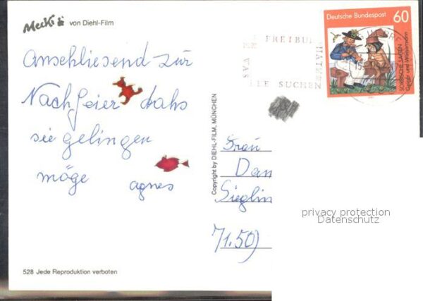 Mecki Nr. 528 Wein Brille Blumen Geschirr Besteck – Bild 2
