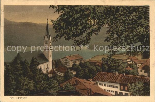 Schliersee Ortsblick mit Kirche
