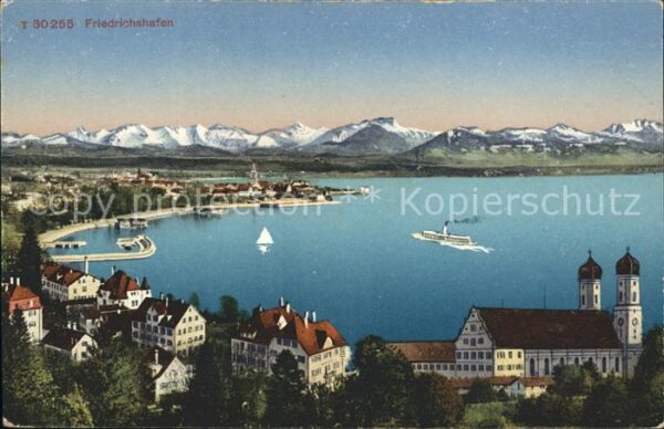 Friedrichshafen Bodensee Panorama Kirche Alpen