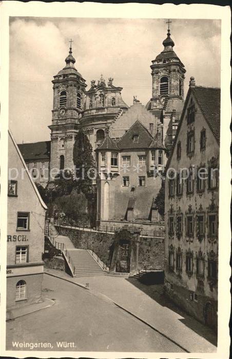 Weingarten Wuerttemberg Dorfpartie Kirche