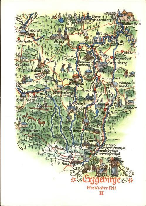 Erzgebirge Region Westlicher Teil Gebietskarte