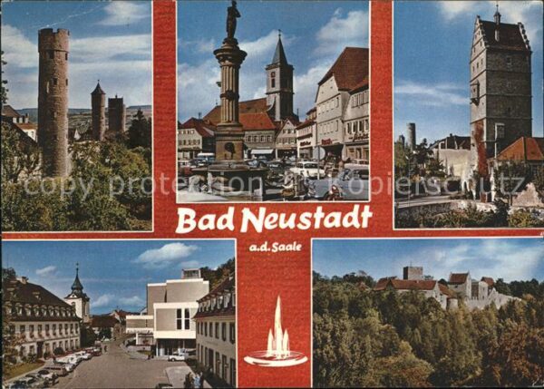 Neustadt Saale Turm Brunnen Denkmal Strassenpartie Sch