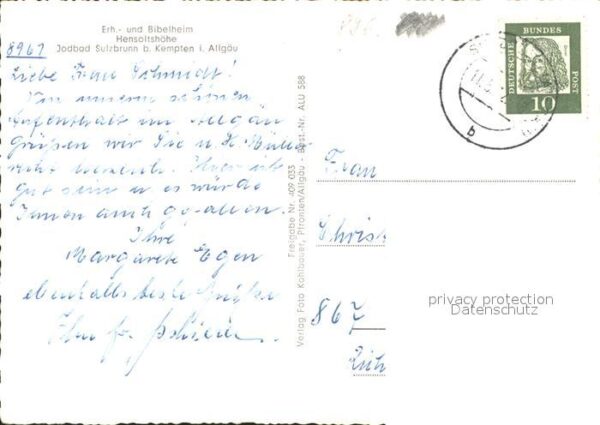 Sulzbrunn Allgaeu Erh und Bibelheim Hensoltshöhe – Bild 2