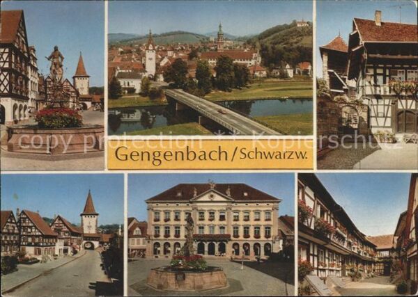 Gengenbach Brunnen Brücke Rathaus Dorfpartien