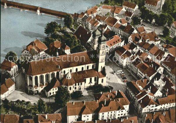 Saeckingen Rhein St Fridolins Münster Fliegeraufnahme