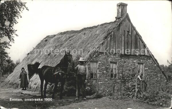 Emmen Netherlands omstreeks 1900 Pferd Bauernhaus