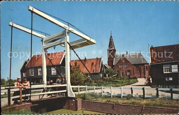 Marken Ortsansicht mit Kirche Zugbrücke