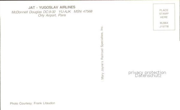 Flugzeuge Zivil JAT - Yugoslav Airlines MCDonnell Dougl – Bild 2