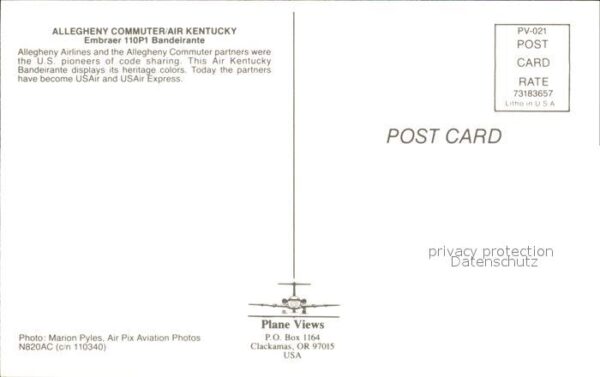 Flugzeuge Zivil Allegheny Commuter Air Kentucky Embraer – Bild 2
