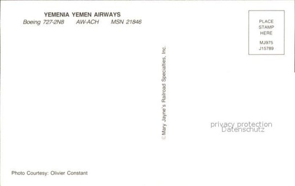 Flugzeuge Zivil Yemenia Yemen Airways Boeing 727-2N8 AW – Bild 2