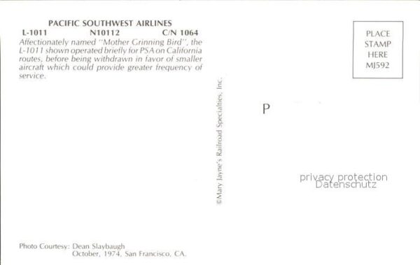 Flugzeuge Zivil Pacific Southwest Airlines L-1011 N1011 – Bild 2