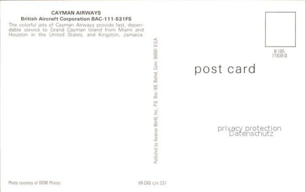 Flugzeuge Zivil Cayman Airways British Aircraft Corpora – Bild 2