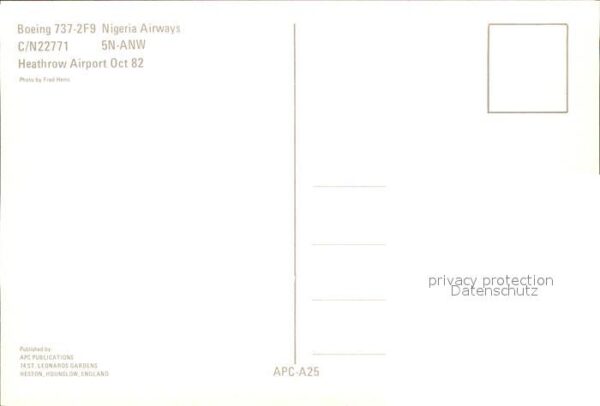 Flugzeuge Zivil Nigeria Airways Boeing 737-2F9 c/n 2277 – Bild 2