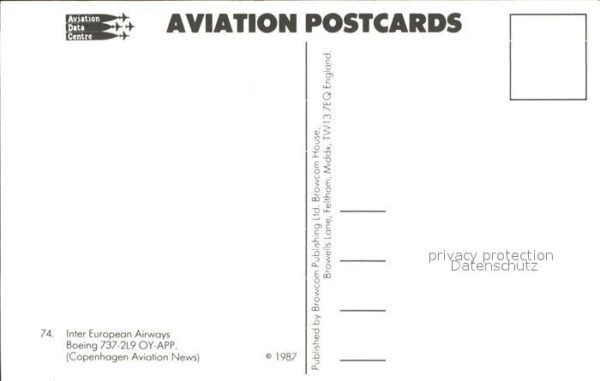 Flugzeuge Zivil Inter European Airways Boeing 737-2L9 O – Bild 2
