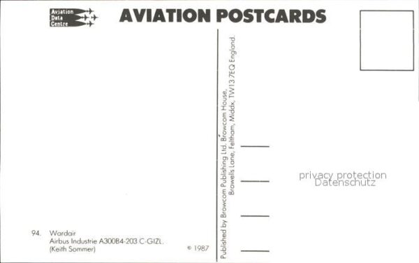 Flugzeuge Zivil Wardair Airbus Industrie A300B4-203 C-G – Bild 2