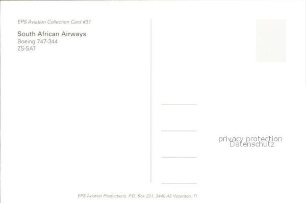Flugzeuge Zivil SAL South African Airways Boeing 747-34 – Bild 2