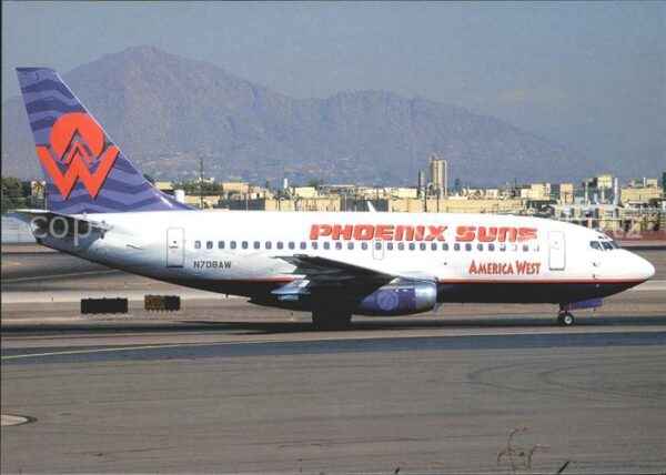 Flugzeuge Zivil America West Phoenis Suns col. Boeing B