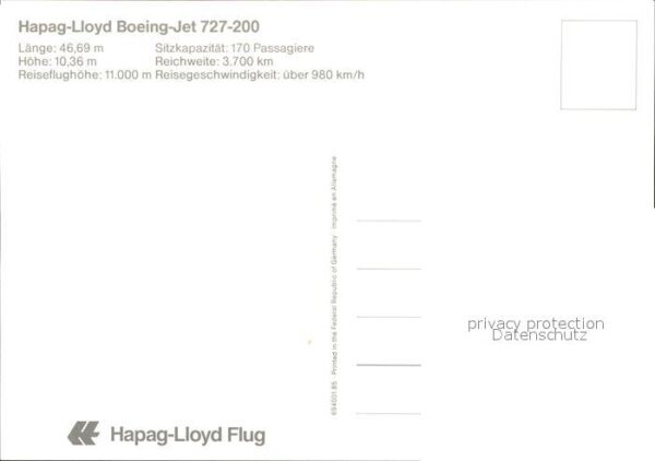 Flugzeuge Zivil Hapag-Lloyd Boeing Jet 727-200 – Bild 2